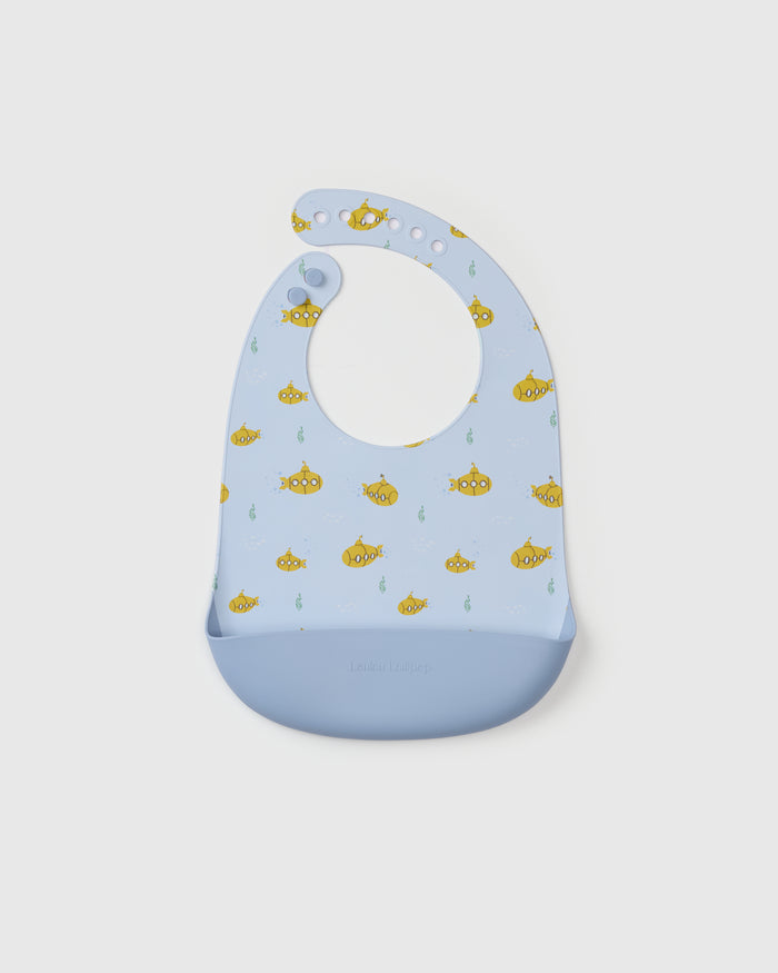 Loulou Lollipop FDA-compliant food-grade silicone baby bib in Ocean Explorer — front view on white background