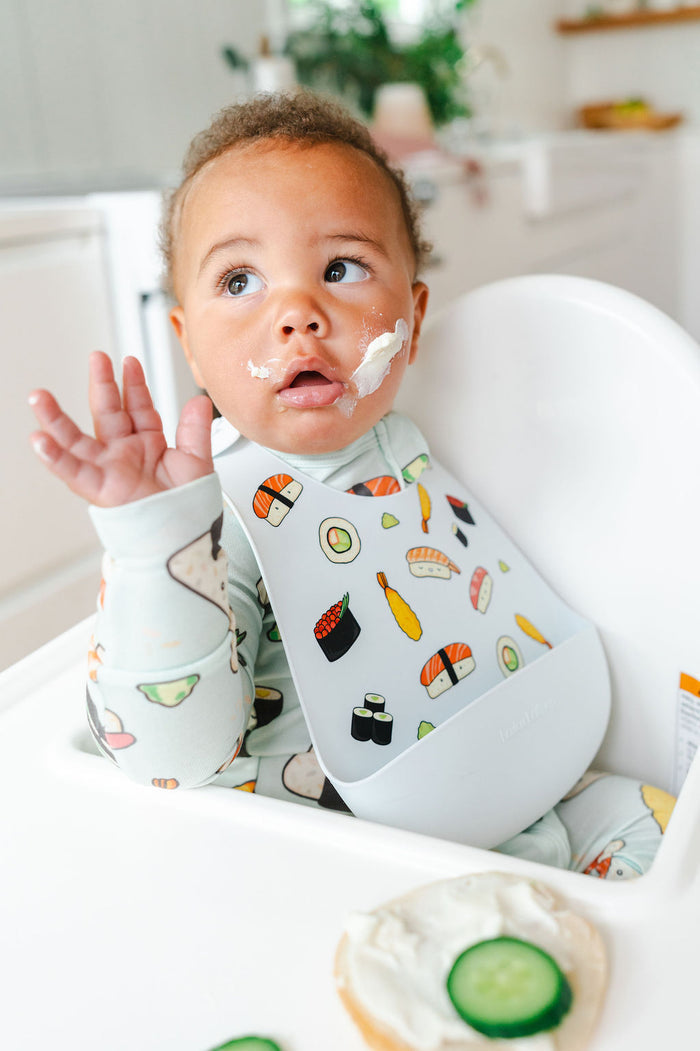 Baby Silicone Feeding Bib + Baby Sleeper - Sushi