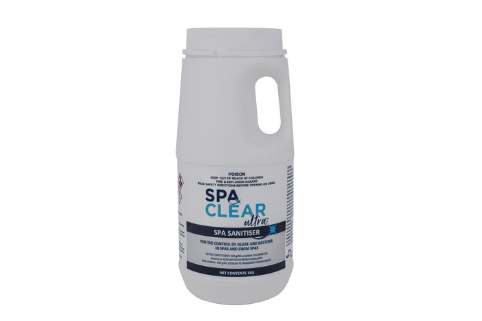 Spa Clear ULTRA Sanitiser 1kg chlorine spa sanitiser for controlling algae and bacteria in spa pools and hot tubs.