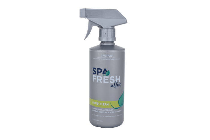 pa Fresh ULTRA Filter Clean 500ml no-soak spa cartridge filter cleaner for removing oils, dirt, debris and calcium scale buildup.
