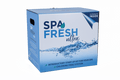 Spa Fresh Ultra Start Up Kit for portable spas including chlorine-free sanitiser, Oxy Shock, clarifier, chlorine remover, pH and alkalinity balancers, calcium increaser, filter cleaner, measuring cup, and 5-in-1 test strips for complete spa water care.