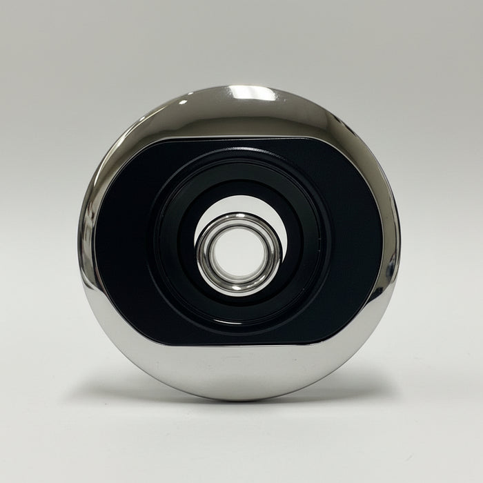 3 inch Catalina spa jet Directional in black and chrome with complete jet body, showing water and air hose connections and LED light housing