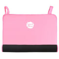 Pink neoprene changing mat, half rolled