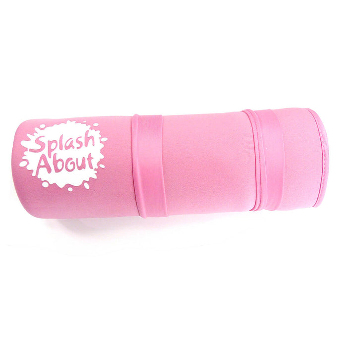 Pink neoprene changing mat, rolled up