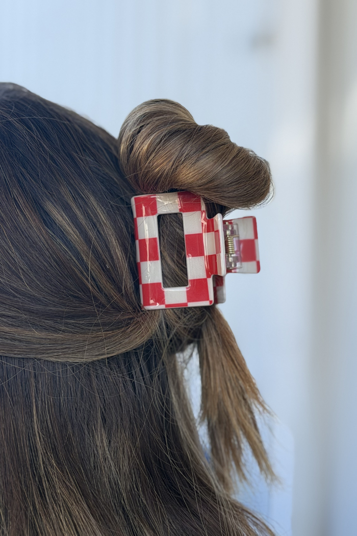 Sterling Kreek - Mini Checked Funky Red Clip