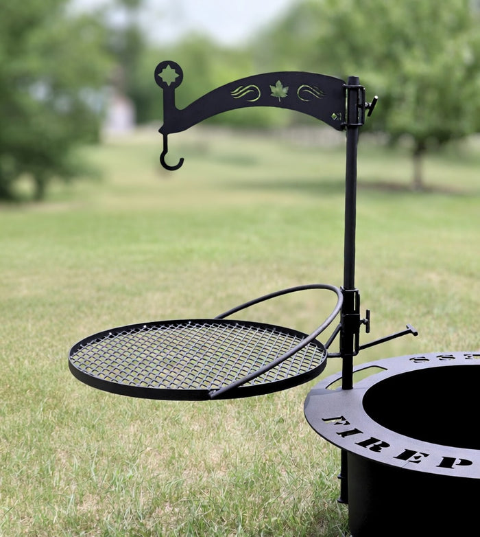 Swing-out Metal Fire Grill with Pot Holder