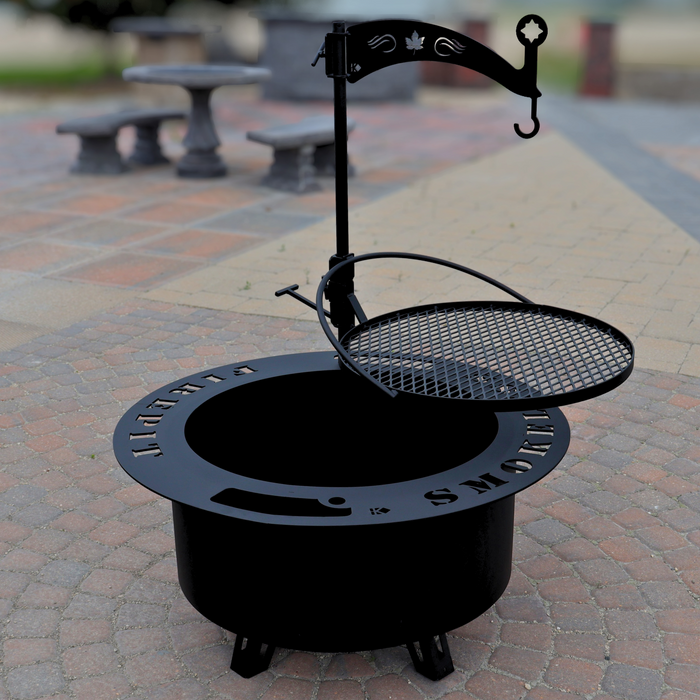 Swing-out Metal Fire Grill with Pot Holder