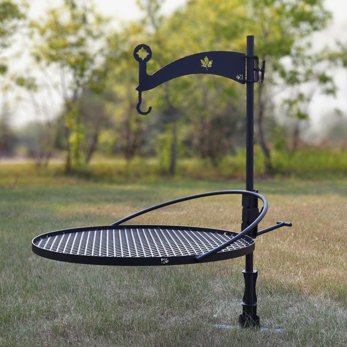 Swing-out Metal Fire Grill with Pot Holder