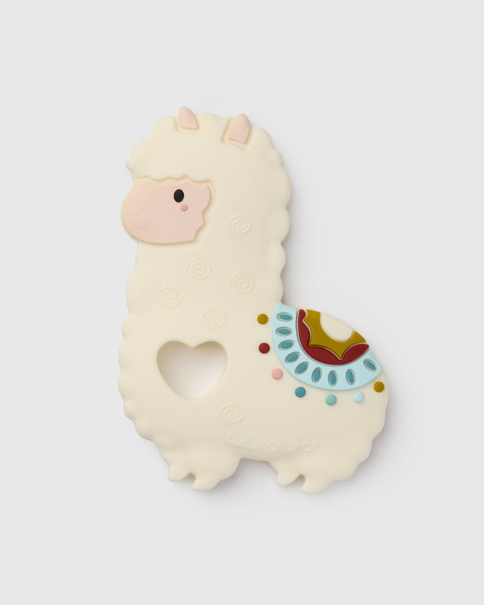 Loulou Lollipop FDA-compliant food-grade silicone teether Llama — front view on white background
