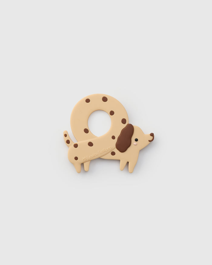 Loulou Lollipop FDA-compliant food-grade silicone teether Pretzel Dog — front view on white background