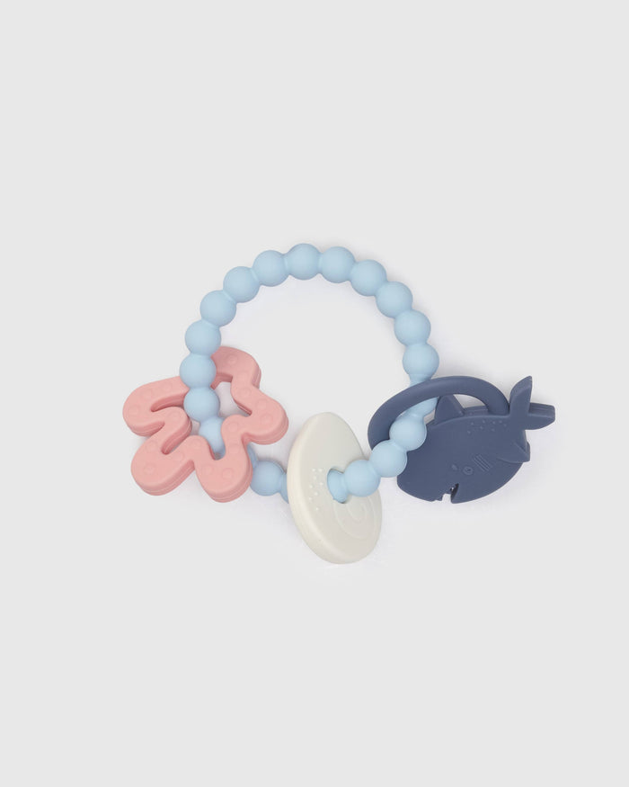 Loulou Lollipop Teething Charms in Sarah Shark — front view on white background