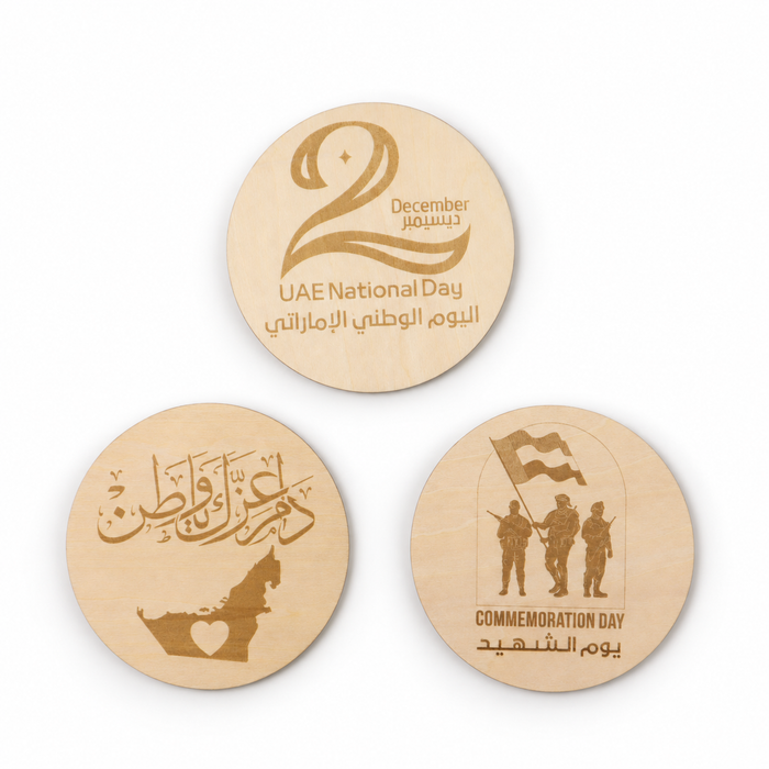 UAE National Day Trio Wooden Cards – UAE Celebration Keepsake