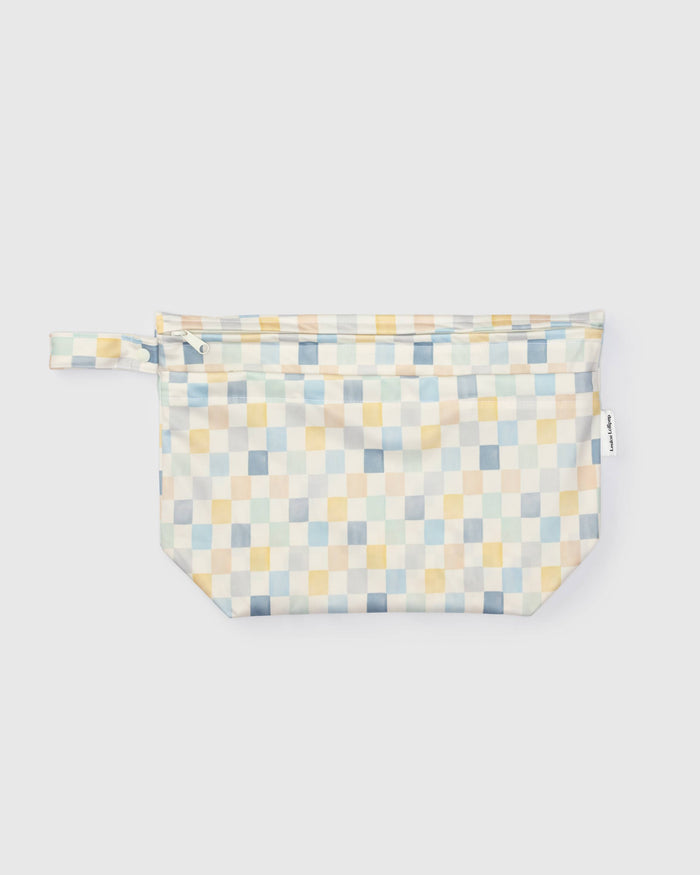 Loulou Lollipop Wet Dry Bag in Check it out — front view on white background