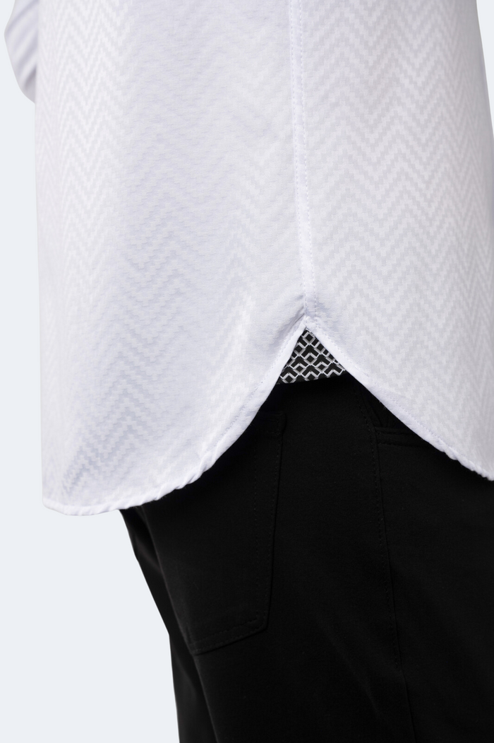 White on White Jacquard Tetris Box Shirt
