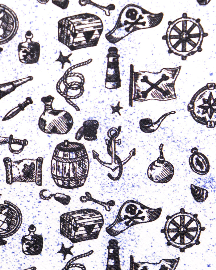 White with Blue Paint Splatter Nautical Print