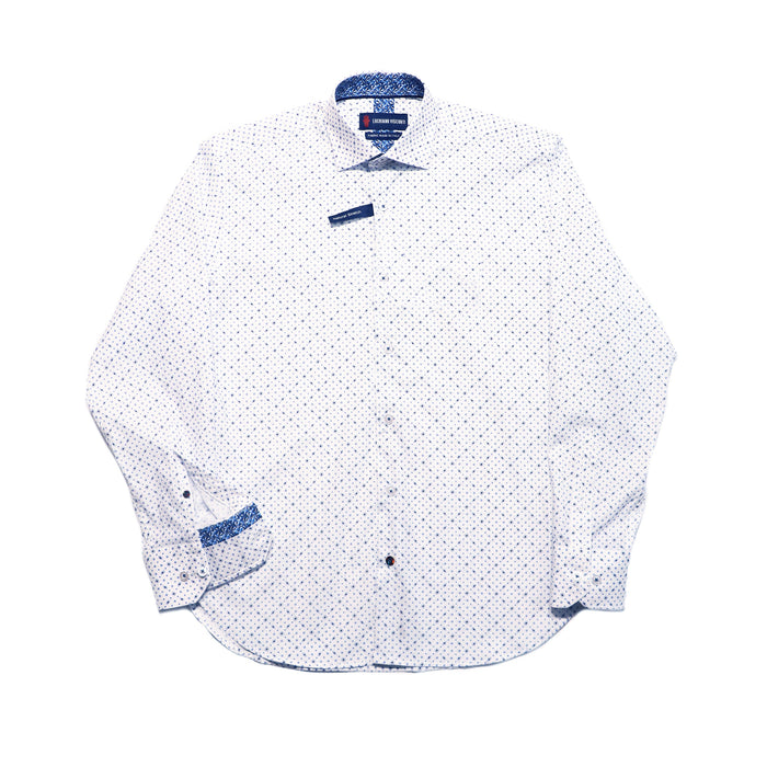 White with Blue Squares & Ovals