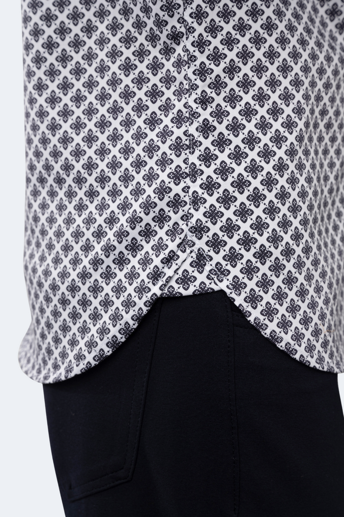 White with Navy Floral Shirt