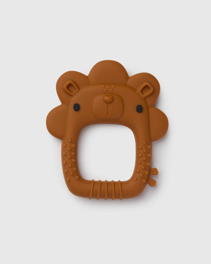Loulou Lollipop FDA-compliant food-grade silicone teether Liam Lion — front view on white background