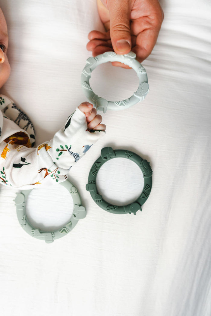 Baby Silicone Teething Rings in Sage
