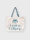 Loulou Lollipop Wolfie Logo Canvas Tote in Wolfie Logo Canvas Tote — front view on white background