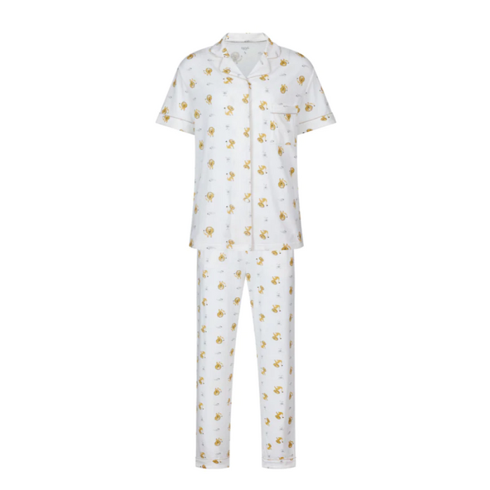 Women's Bamboo Jersey Short Sleeve Button-up PJ Set - The Lion & The Mouse
