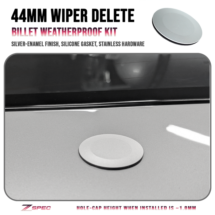 ZSPEC 44mm Rear Wiper Hole-Cover/Cap/Plug, Weatherproof, Billet, Silver Finish - ZSPEC Design LLC - Hardware Fasteners - 44mm, delete, wiper - zspecdesign.com