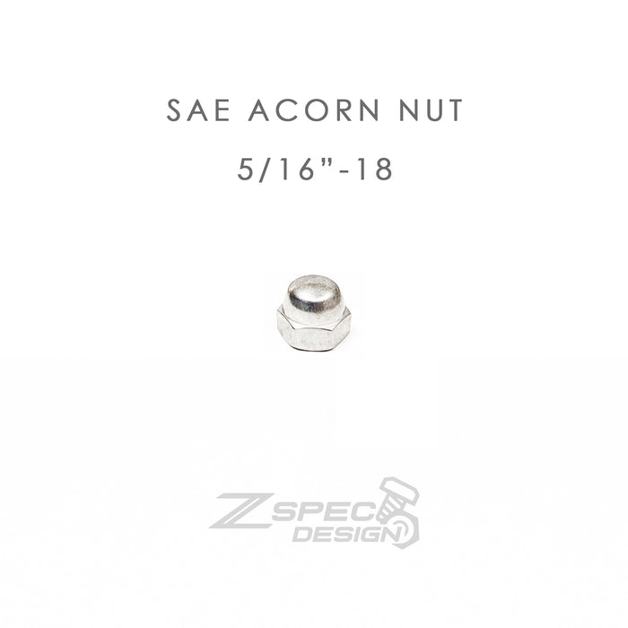 ZSPEC 5/16"-18 SAE Acorn Nut, SUS304 Stainless, 10-Pack Dress Up Hardware Nuts Bolts Fasteners