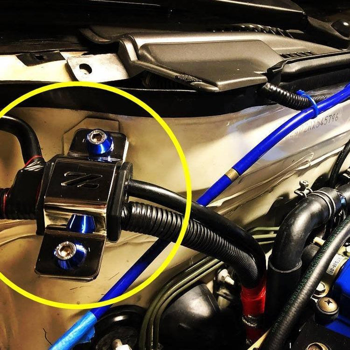 ZSPEC Battery Cable Bracket for '90-99 Nissan 300zx Z32, Stainless Steel, Silver Finish - ZSPEC Design LLC - Hardware Fasteners - 300zx, accessory, battery, bracket, nissan, z32 - zspecdesign.com