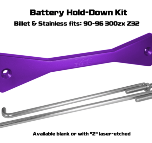 ZSPEC Battery Hold Down/Bracket for '90-96 Nissan Z32 300zx, Billet w/ Stainless Hardware - ZSPEC Design LLC