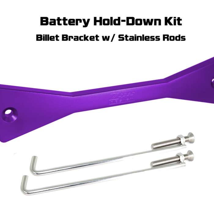ZSPEC Battery Hold Down/Bracket for Datsun Z/ZX Cars, Billet w/ Stainless Hardware - ZSPEC Design LLC