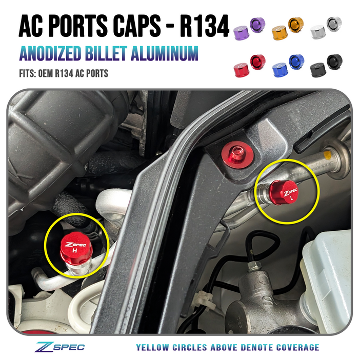 ZSPEC Billet AC Dress Up Caps Set, High & Low, for OEM R134 Systems
