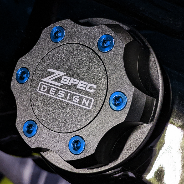 ZSPEC Billet Oil Filler Cap for Nissan/Infiniti/Datsun, Black Cap w/ Titanium Accent - ZSPEC Design LLC - Hardware Fasteners - 2023, 240sx, 240z, 260z, 280z, 280zx, 300z, 300zx, 350z, 370z, 380RS, 400z, accessory, bob sharp, cap, d40, d41, DE & HR, DE & REVUP, FairladyZ, frontier, g35, g37, GT-R, GTR, hakosuka, j30, nismo, nissan, nissanz, nisssan, oil, oil cap, q50, q60, R32, R34, RB20, RB25, RB26, RB30, rogue, RZ34, s30, titan, VQ, vq37, VR, vr30ddtt, z, z31, z32, z33, z34, z34 s2, z34s2 - zspecdesign.com