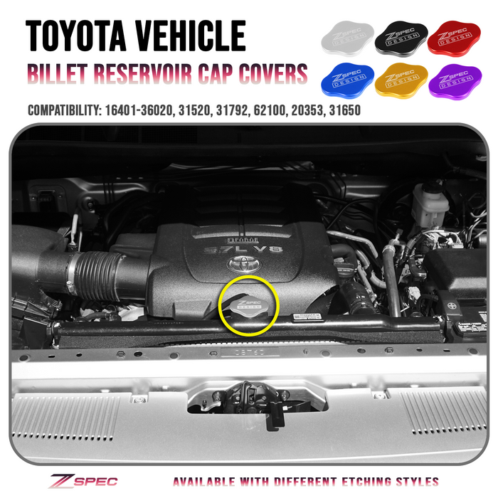 Toyota & Lexus Billet Reservoir Radiator Cap Covers