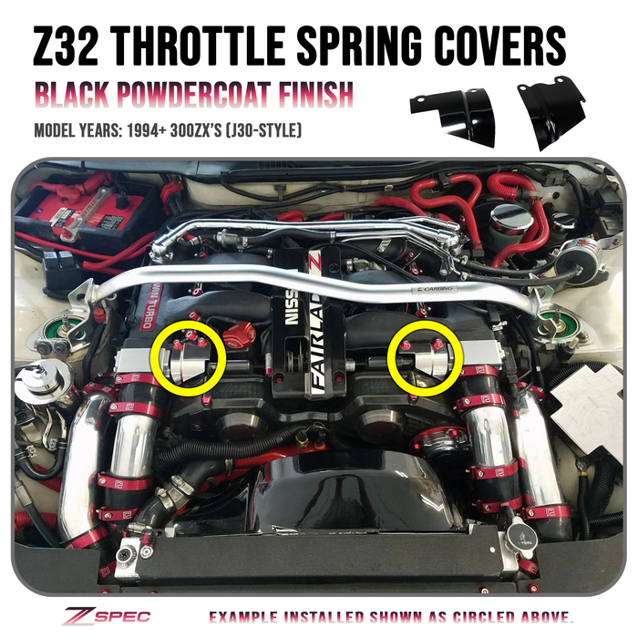 ZSPEC Black Throttle Spring Covers for '94-96 300zx Z32 Plenums, Powdercoated Stainless - ZSPEC Design LLC - Hardware Fasteners - 300zx, j30-style, nissan, throttle, z32 - zspecdesign.com