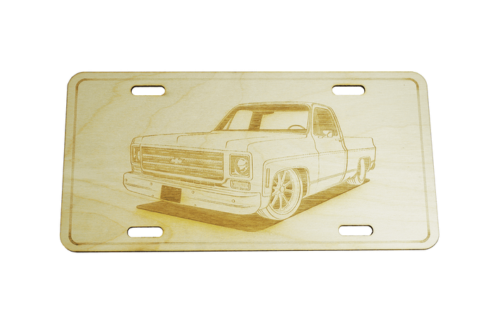 ZSPEC Chevy C10 Pickup Truck License Plate, Birch, Ornament for Office, Garage or Man-Cave - ZSPEC Design LLC - Holiday Ornaments - c10, chevrolet, chevy, garage art, license, lifestyle, ornament - zspecdesign.com