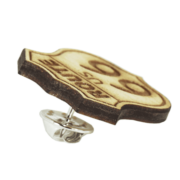 ZSPEC Classic Route 66 Laser-Cut & Etched Wooden Lapel/Hat Pin - ZSPEC Design LLC - Pin - accessory, bob sharp, bsr, lapel, lifestyle, nissan, pin, road sign, Z - zspecdesign.com