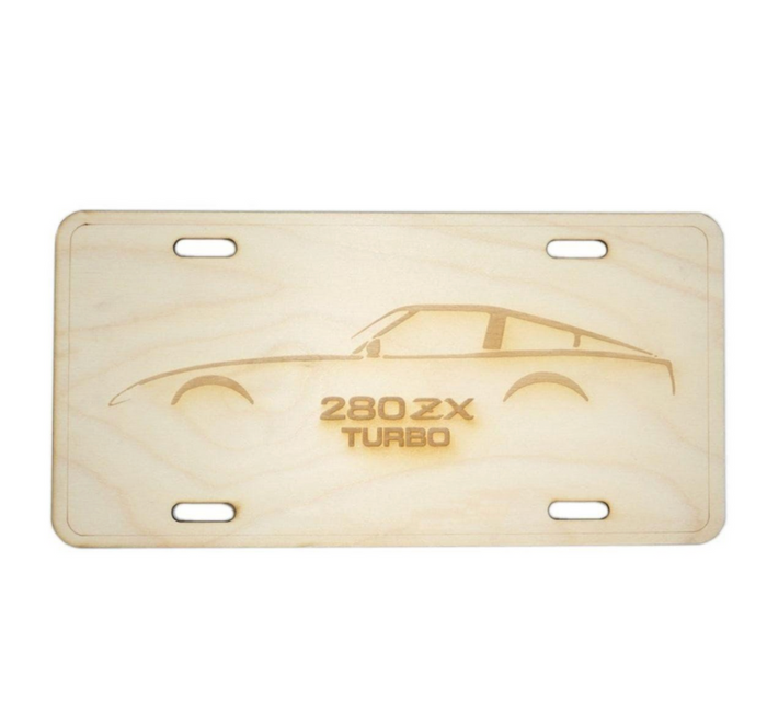 ZSPEC Datsun 280zx S130 Silhouette License Plate, Birch, Ornamental - ZSPEC Design LLC - Holiday Ornaments - 280zx, garage art, license, lifestyle, ornament, s130 - zspecdesign.com