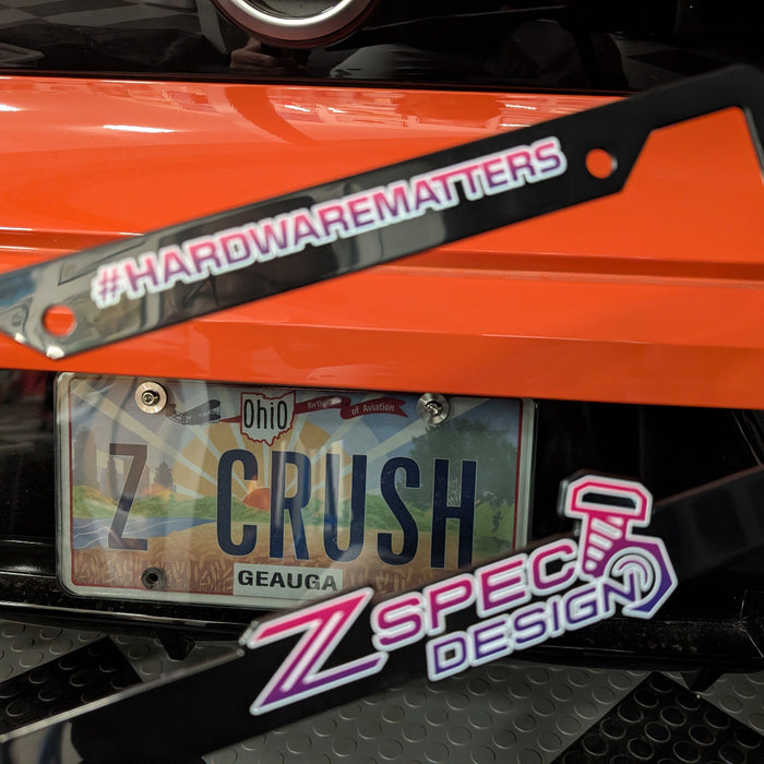 ZSPEC Design License Plate Frame - Super Cool "Hardware Matters!"