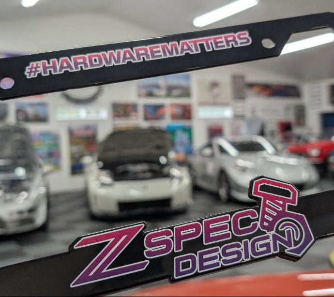 ZSPEC Design License Plate Frame - Super Cool "Hardware Matters!"