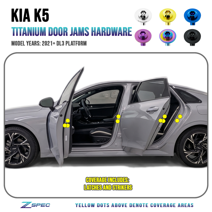 ZSPEC Door-Jams Fastener Kit for 2021+ Kia K5 Sedan (DL3), Titanium