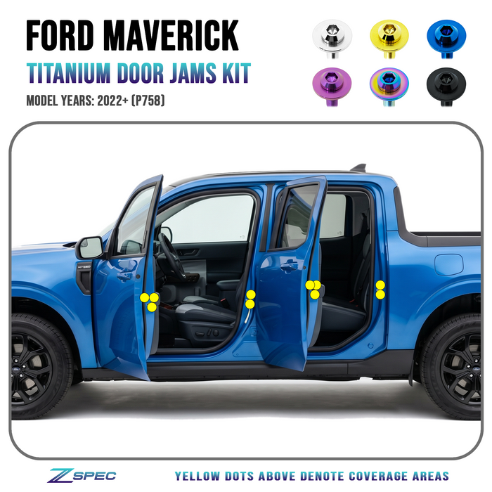 ZSPEC Door Jams Fastener Kit for 2022+ Ford Maverick P758, Titanium - Strikers Latches Dress Up Bolts Fasteners Hardware - ZSPEC Design LLC