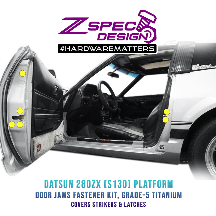 ZSPEC Dress Up Bolts® Fastener Kit, Door Jams Area for Datsun 280zx S130, Titanium - ZSPEC Design LLC - Hardware Fasteners - 280zx, door, door jam, nissan, s130 - zspecdesign.com