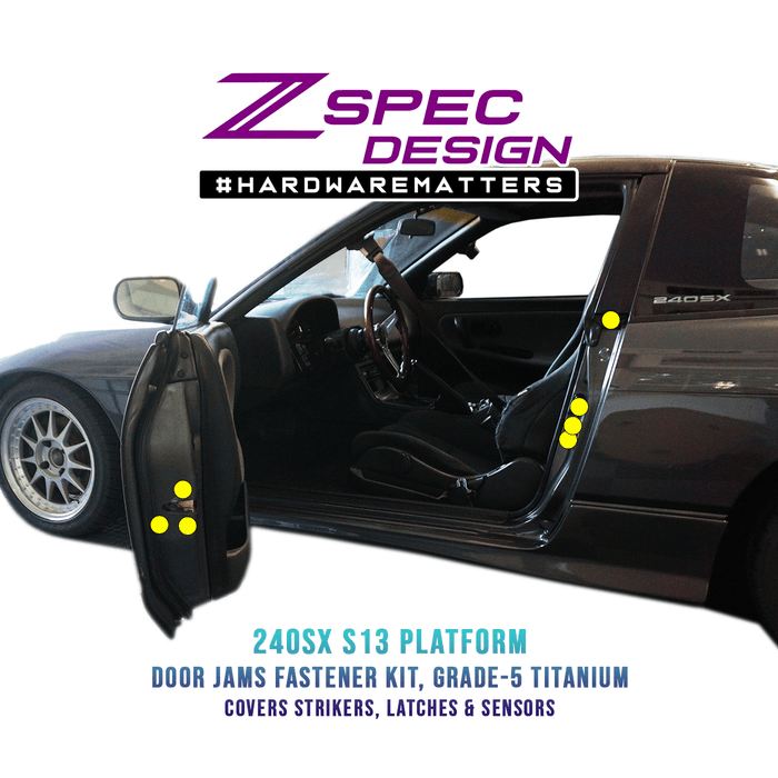 ZSPEC Dress Up Bolts® Fastener Kit, Door Jams Area for Nissan 240SX S13 (& Silvia), Titanium - ZSPEC Design LLC - Hardware Fasteners - 240sx, door, door jam, Fastener Kit, nissan, S13, Silvia - zspecdesign.com