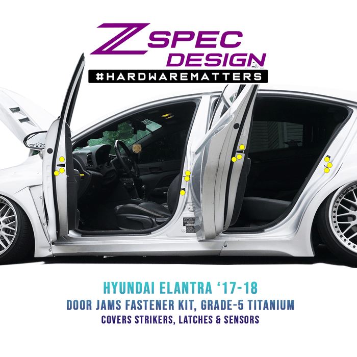 ZSPEC Dress Up Bolts® Fastener Kit for '17-18 Hyundai Elantra Door-Jams Area, Titanium - ZSPEC Design LLC - Hardware Fasteners - door jam, elantra, Fastener Kit, hyundai - zspecdesign.com