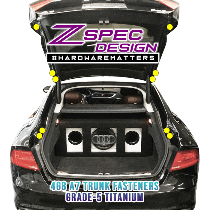 ZSPEC Dress Up Bolts® Trunk Fastener Kit for '12-18 Audi A7 4G8 3.0L, Titanium - ZSPEC Design LLC - Hardware Fasteners - 4g8, a7, a7 4g8, audi, Fastener Kit - zspecdesign.com