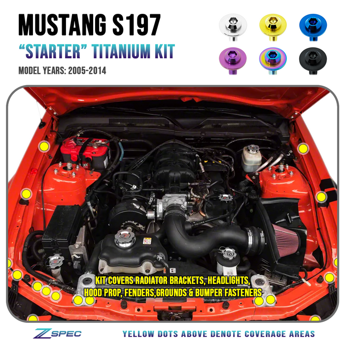 ZSPEC Mustang S197 Starter Kit Titanium Grade-5 Hardware - Dress Up Bolts Washers Nuts GR5