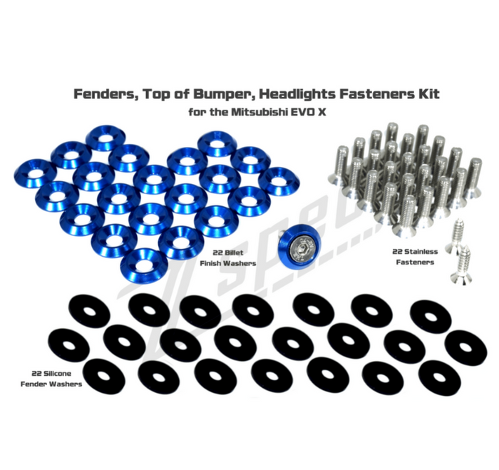 ZSPEC Fenders/Top-of-Bumper/Headlights Fasteners for '07-13 Mitsubishi Lancer EVO X 10, Stainless & Billet - ZSPEC Design LLC - Hardware Fasteners - evo, Fastener Kit, lancer, mitsubishi - zspecdesign.com