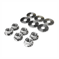 The ZSPEC Front-Shocks Fastener Kit for the '15-23 Ford Mustang GT 5.0L S550, Titanium is comprised of over 12 pieces of grade-5 titanium hardware.