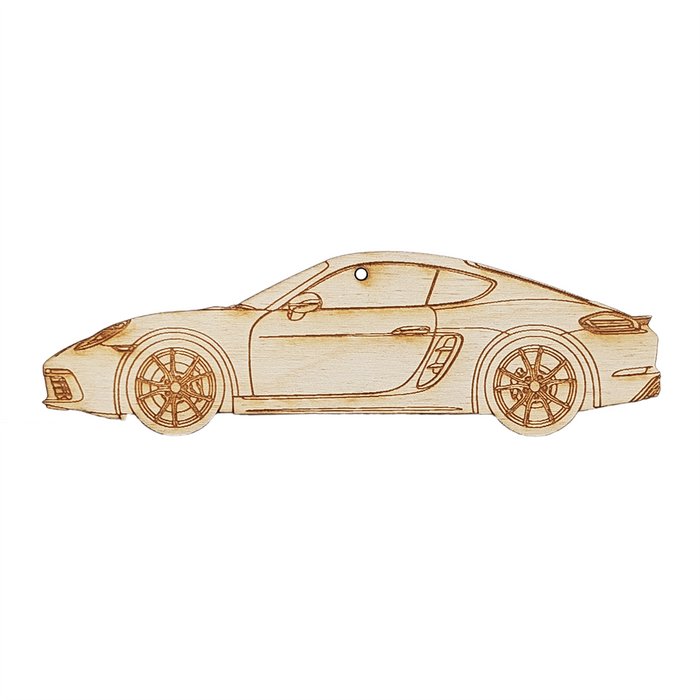 ZSPEC Laser-Engraved Birch Ornament, Style: Porsche 718 Cayman, ~5-inch Wide