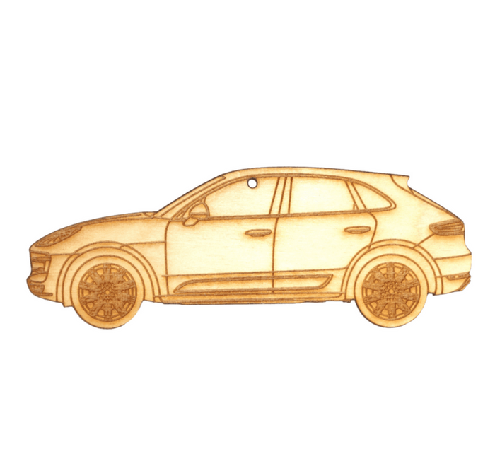 ZSPEC Laser-Engraved Birch Ornament, Style: Porsche Cayenne S, ~5-inch Wide - ZSPEC Design LLC - Holiday Ornaments - body, cayenne, holiday, lifestyle, ornament, porsche - zspecdesign.com